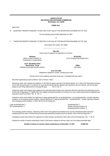 Thumbnail TSS, Inc. 10-Q Quarterly Report FY2021 