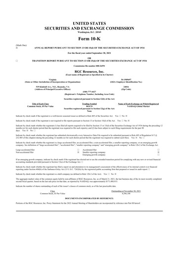 Thumbnail RGC Resources 10-K Annual Report 2021