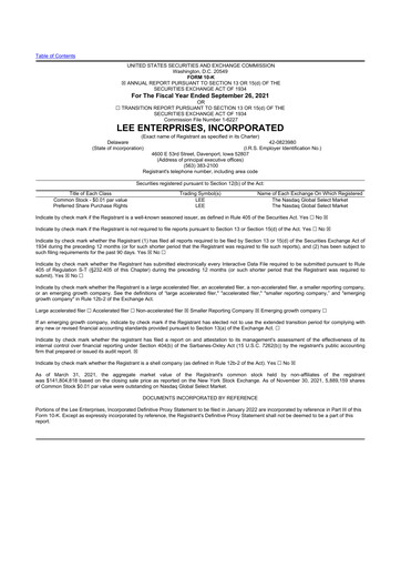 Thumbnail Lee Enterprises
 10-K Annual Report 2021