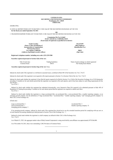 Thumbnail Daily Journal 10-K Annual Report 2021