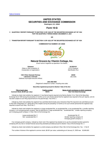 Thumbnail Natural Grocers by Vitamin Cottage 10-Q Quarterly Report FY2022 