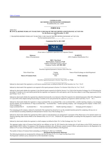 Thumbnail National Healthcare
 10-K Annual Report 2021