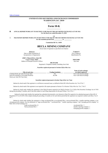 Thumbnail Hecla Mining
 10-K Annual Report 2021