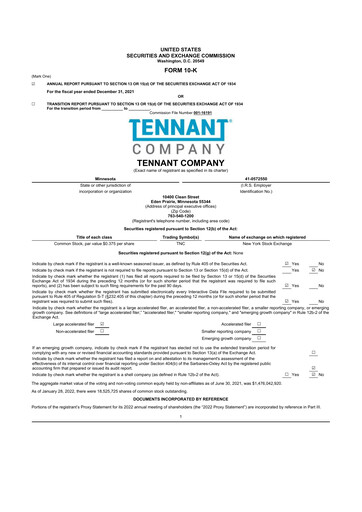 Thumbnail Tennant Company
 10-K Annual Report 2021