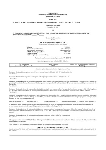 Thumbnail J. B. Hunt
 10-K Annual Report 2021