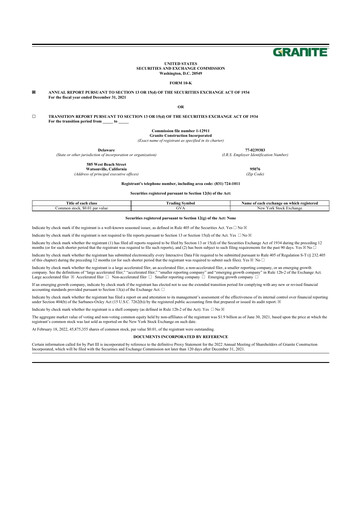 Thumbnail Granite Construction
 10-K Annual Report 2021
