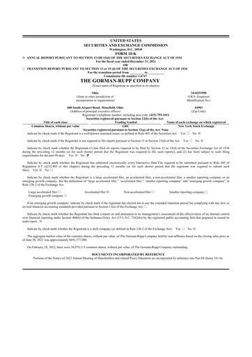 Thumbnail Gorman-Rupp 10-K Annual Report 2021