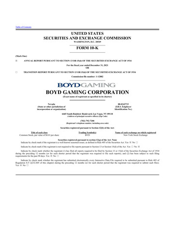 Thumbnail Boyd Gaming
 10-K Annual Report 2021