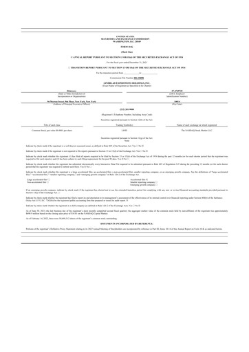 Thumbnail Lindblad Expeditions 10-K Annual Report 2021