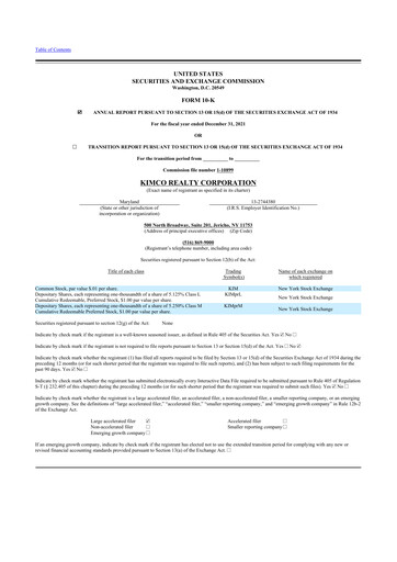 Thumbnail Kimco Realty
 10-K Annual Report 2021