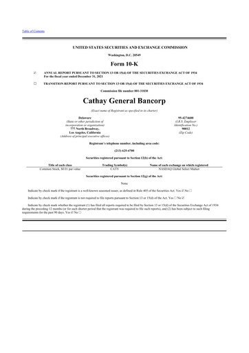 Thumbnail Cathay General Bancorp 10-K Annual Report 2021