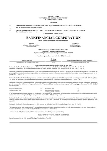 Thumbnail BankFinancial 10-K Annual Report 2021