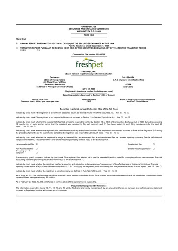 Thumbnail Freshpet 10-K Annual Report 2021