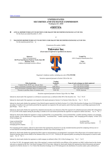 Thumbnail Tidewater 10-K Annual Report 2021