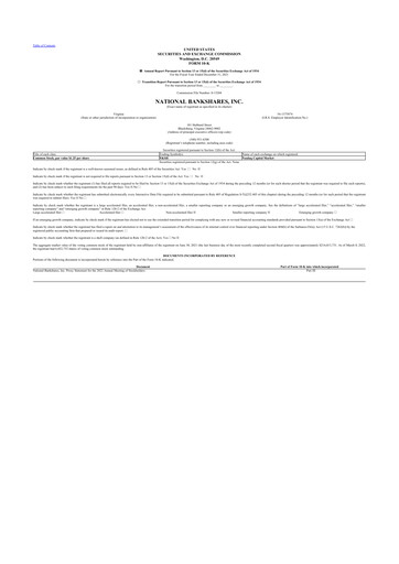 Thumbnail National Bankshares 10-K Annual Report 2021