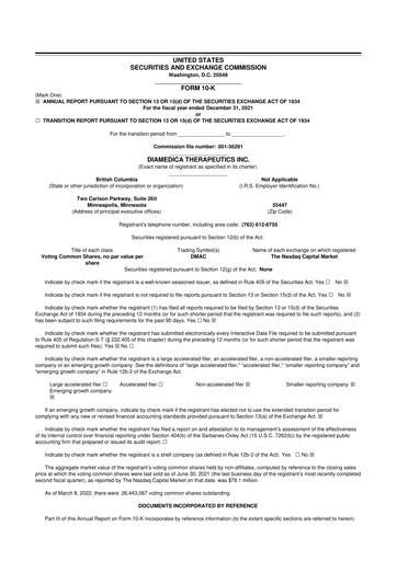 Thumbnail DiaMedica Therapeutics 10-K Annual Report 2021
