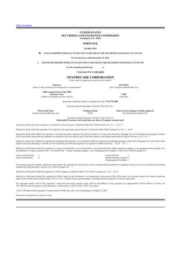 Thumbnail NextDecade Corp 10-K Annual Report 2021