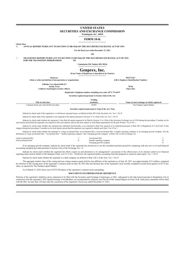 Thumbnail Genprex 10-K Annual Report 2021