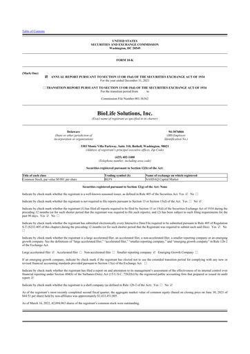 Thumbnail Biolife Solutions
 10-K Annual Report 2021