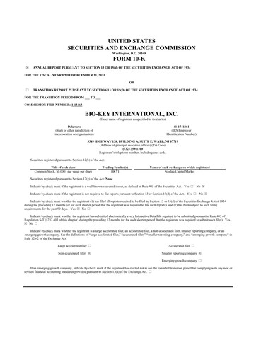 Thumbnail BIO-key International
 10-K Annual Report 2021