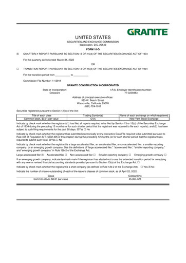 Thumbnail Granite Construction
 10-Q Quarterly Report FY2022 