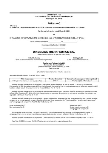 Thumbnail DiaMedica Therapeutics 10-Q Quarterly Report FY2022 