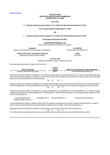 Thumbnail Waterstone Financial 10-Q Quarterly Report FY2022 