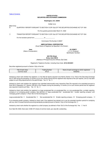 Thumbnail Ames National Corp. 10-Q Quarterly Report FY 