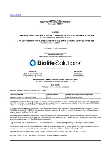 Thumbnail Biolife Solutions
 10-Q Quarterly Report FY 