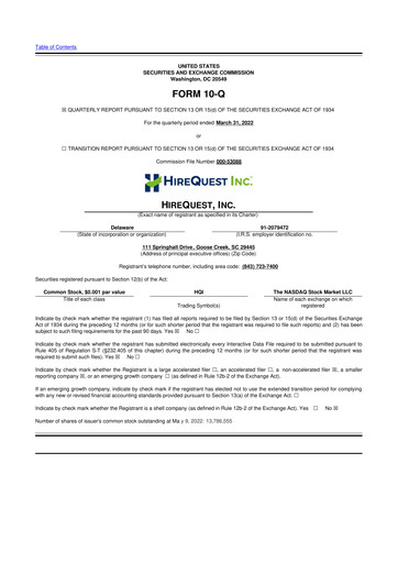 Thumbnail HireQuest 10-Q Quarterly Report FY2022 