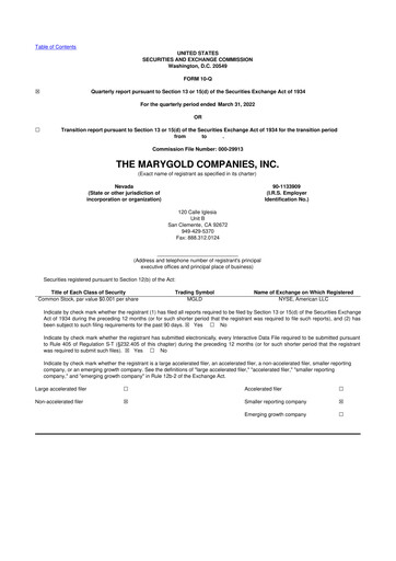 Vorschaubild the Marygold Companies 10-Q Quartalsbericht 2022 