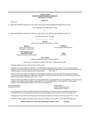Thumbnail TSS, Inc. 10-Q Quarterly Report FY2022 