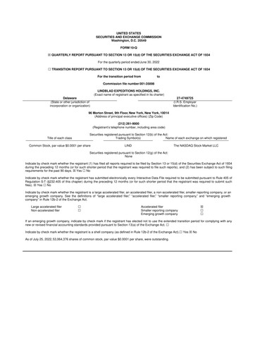 Thumbnail Lindblad Expeditions 10-Q Quarterly Report FY2022 