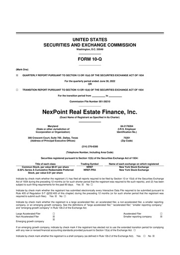 Thumbnail NexPoint Real Estate Finance 10-Q Quarterly Report FY2022 