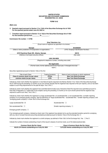 Thumbnail Gray Media
 10-Q Quarterly Report FY2022 