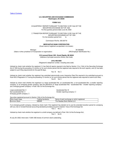 Thumbnail Mercantile Bank 10-Q Quarterly Report FY2022 