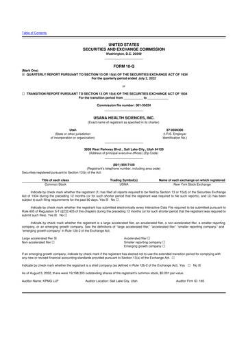 Thumbnail USANA 10-Q Quarterly Report FY2022 