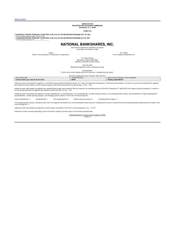 Thumbnail National Bankshares 10-Q Quarterly Report FY 