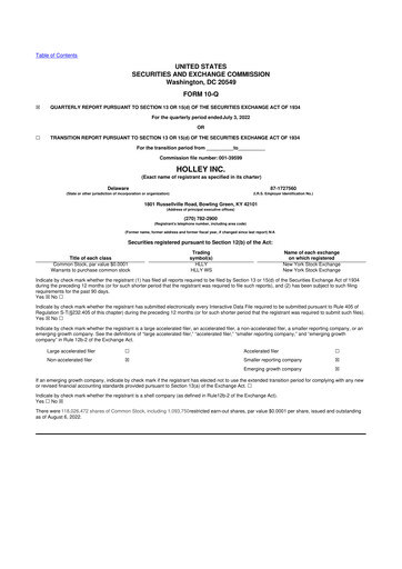 Vorschaubild Holley 10-Q Quartalsbericht 2022 