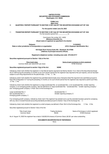 Vorschaubild Milestone Scientific 10-Q Quartalsbericht 2022 