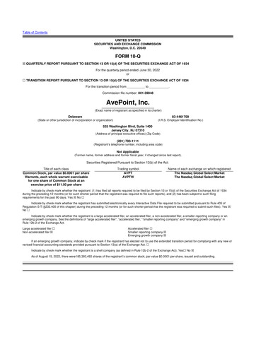 Thumbnail AvePoint 10-Q Quarterly Report FY2022 