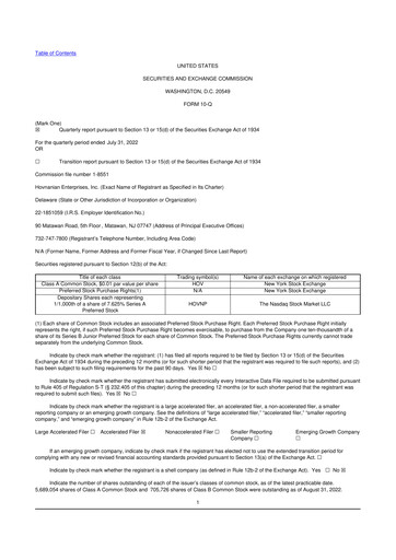 Vorschaubild Hovnanian Enterprises
 10-Q Quartalsbericht  