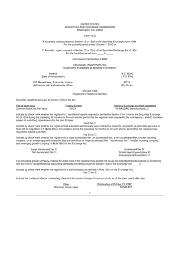 Thumbnail Escalade Sports 10-Q Quarterly Report FY 