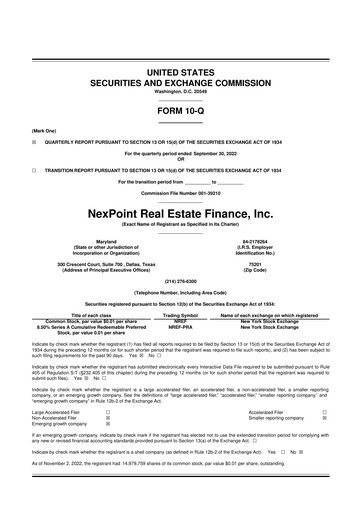 Thumbnail NexPoint Real Estate Finance 10-Q Quarterly Report FY2022 