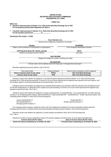 Thumbnail Gray Media
 10-Q Quarterly Report FY2022 