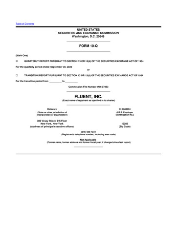 Thumbnail Fluent 10-Q Quarterly Report FY2022 