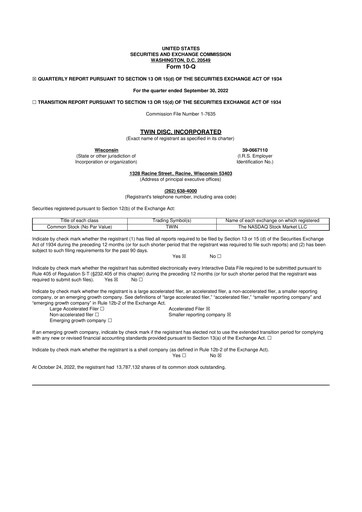 Thumbnail Twin Disc
 10-Q Quarterly Report FY 