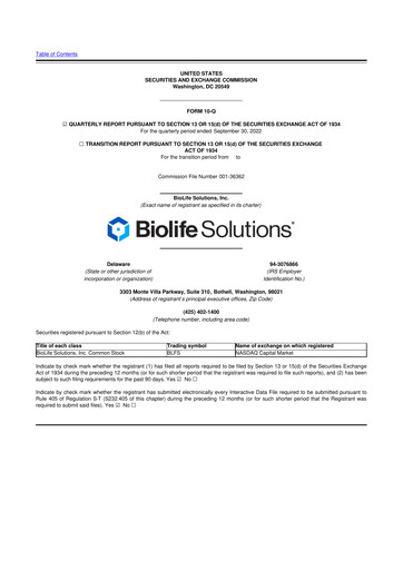 Thumbnail Biolife Solutions
 10-Q Quarterly Report FY 