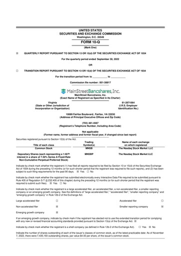 Thumbnail MainStreet Bancshares 10-Q Quarterly Report FY2022 