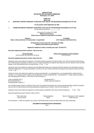 Vorschaubild Milestone Scientific 10-Q Quartalsbericht 2022 